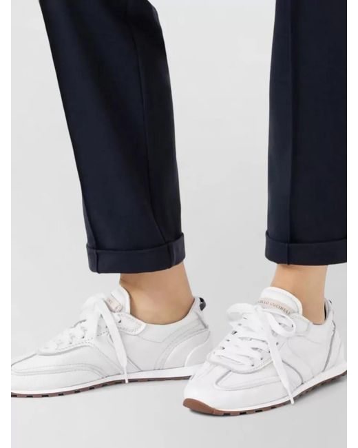 Brunello Cucinelli White Leather Low-Top Sneakers