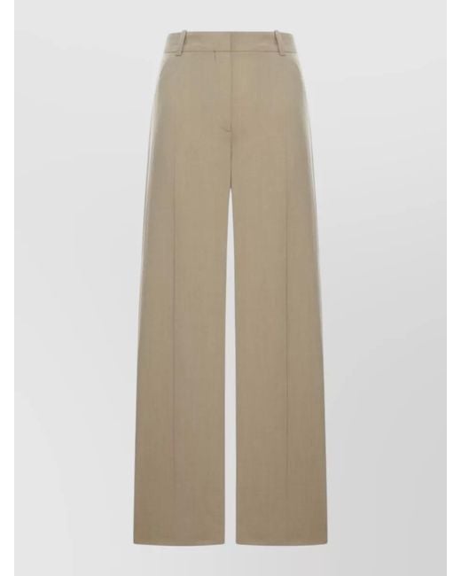 Totême Natural Wool Blend High Waist Wide Leg Trousers