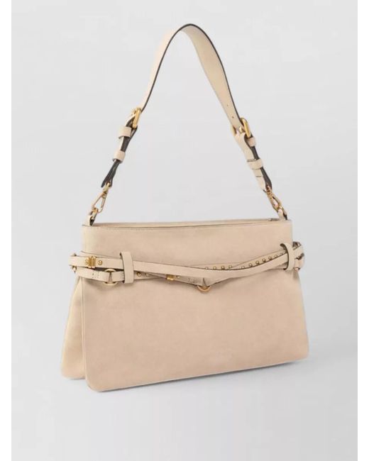 Pinko Natural Shoulder Bag Studded Detail Adjustable Strap Hardware