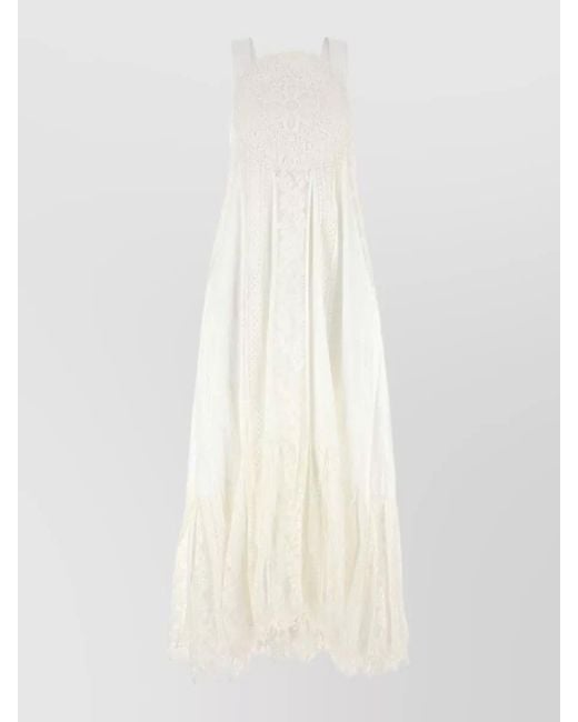 Loewe White Cotton Lace Paula Ibiza Beach Dress