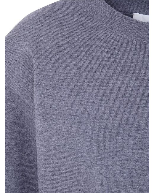 Rohe Blue Shoulder Detail Crew Neck Knit Top