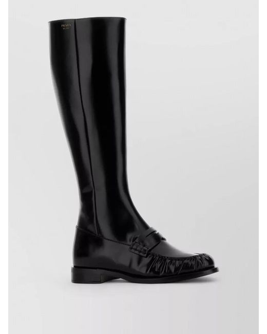 Prada Black Leather Knee-High Boots