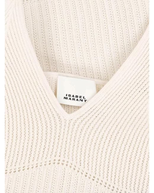 Isabel Marant Natural Knitwear V Neckline Sleeveless Ribbed Design