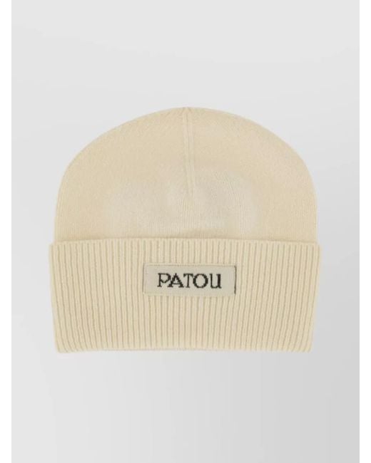 Patou Natural Ribbed Wool Cashmere Beanie