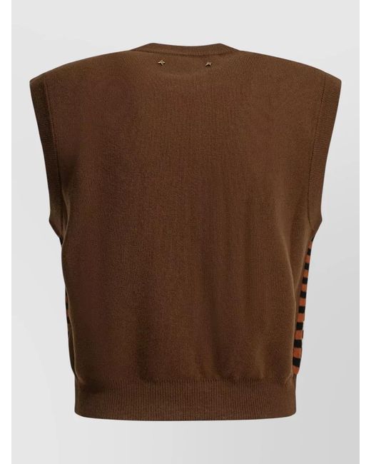 Golden Goose Deluxe Brand Brown Roby Checkerboard Wool Knit Vest