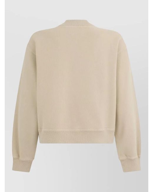 Isabel Marant Natural Cropped Cotton Polo Sweatshirt Embroidery Detail
