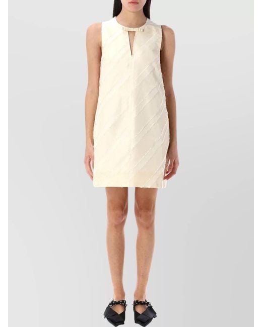 Ganni Natural Tafeta Mini Dress Stripes