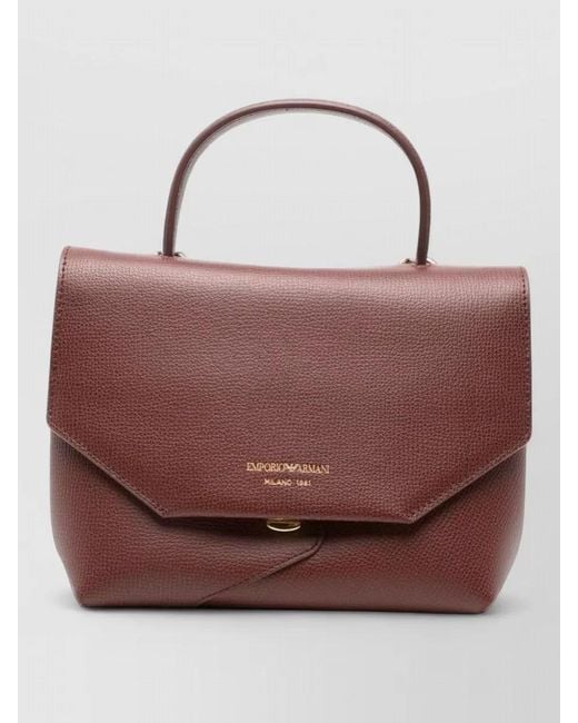 Emporio Armani Brown Leather Shoulder Bag Structured Top Handle Strap