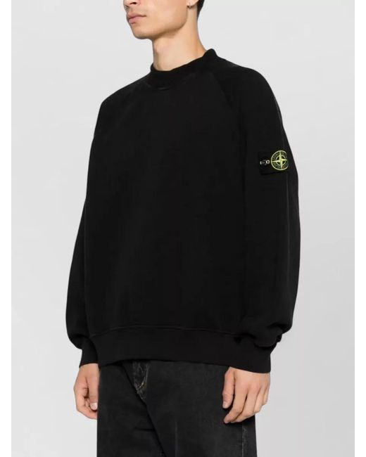 Stone Island Black Cotton Crewneck Sweatshirt for men