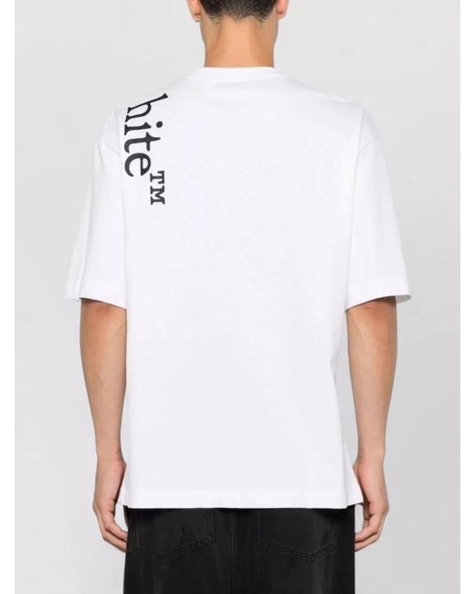 Off-White c/o Virgil Abloh White Cotton Logo Print Crew Neck Short Sleeve T-Shirt for men