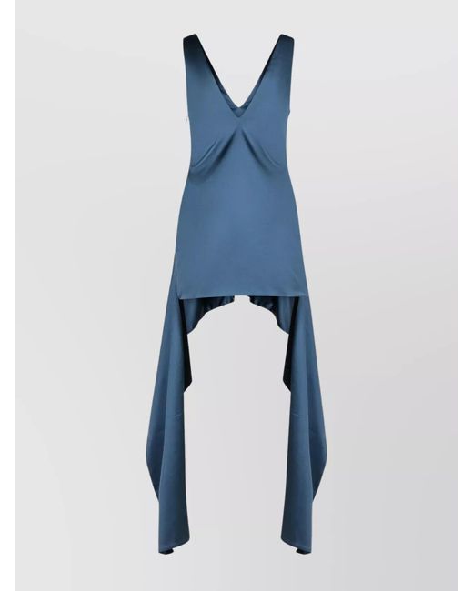 J.W. Anderson Blue Acetate-Blend V-Neck Draped Mini Dress
