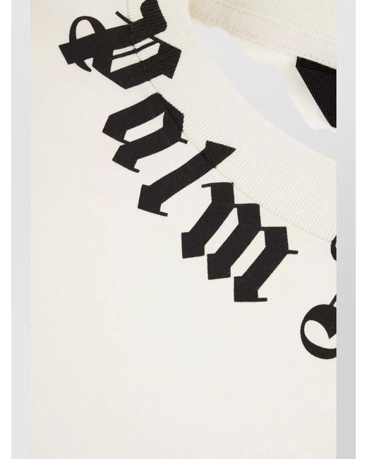 Palm Angels White Cotton Logo Print Short Sleeve T-Shirt for men
