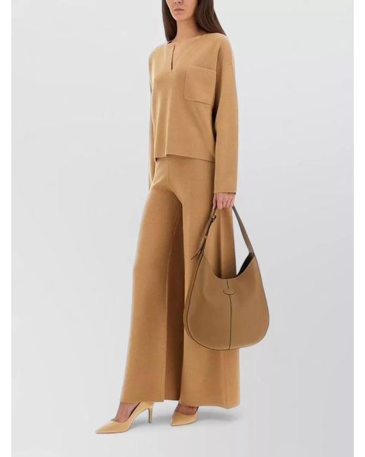 Max Mara Natural Knitwear Zibello V Neck Chest Pocket