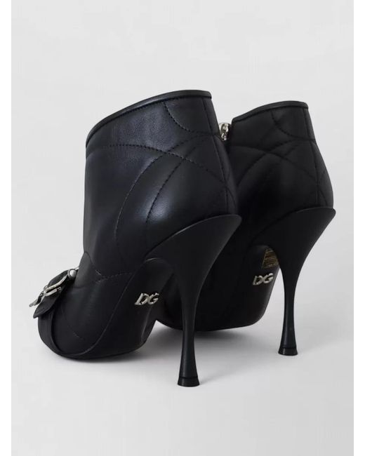Dolce & Gabbana Black Leather Quilted Buckled Ankle Boots
