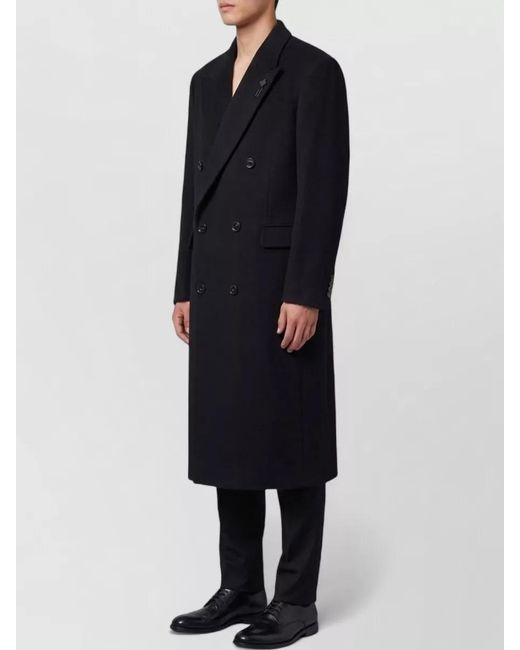 Lardini Black Virgin Wool Double-Breasted Coat for men