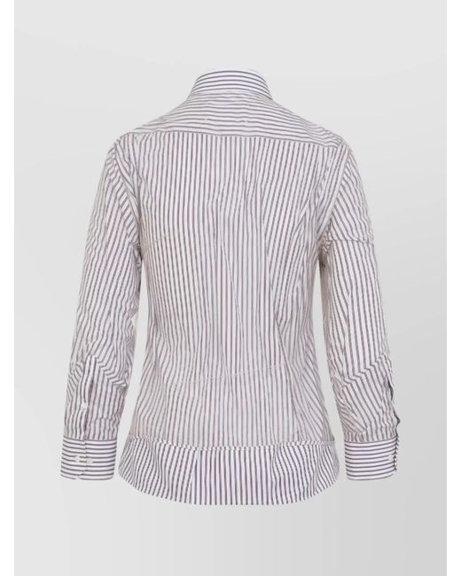 Maison Margiela Multicolor Striped Cotton Tulle Overlay Long-Sleeve Shirt
