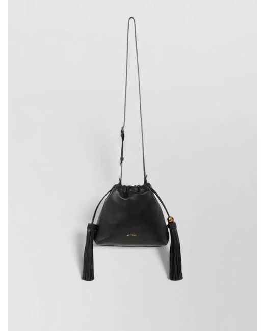 Etro White Kalispera Xs Leather Bucket Bag Tassels