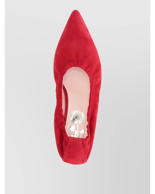 LA ROSE Red Kitten Heel Suede Pointed Toe Pumps