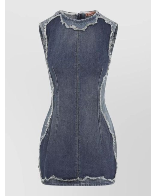 Acne Blue Cotton Sleeveless Mini Dress