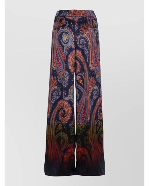 Etro Multicolor High Waist Paisley Print Wide Leg Pants