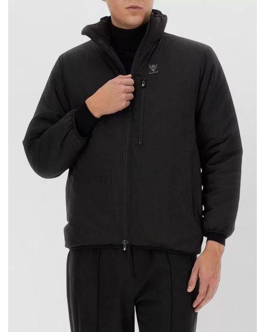 South2 West8 Black Logo Jacket High Collar Chest Pocket for men