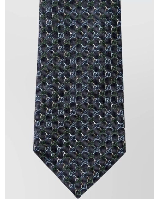 Gucci Blue Gg Jacquard Slim Tie Patterned Design for men