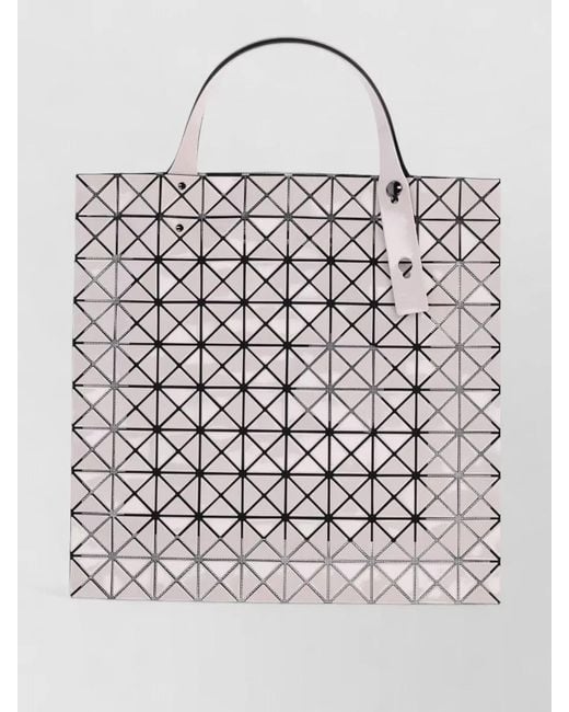 Issey Miyake Gray Shoulder Bag Geometric Pattern Top Handles