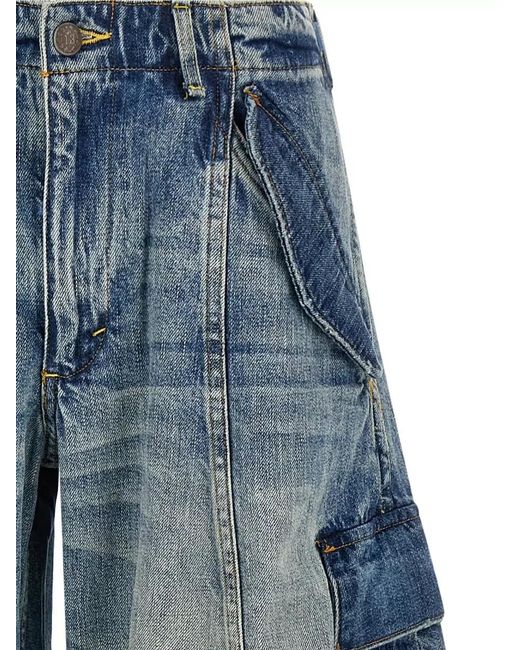 R13 Blue Siouxsie Field Cargo Wide Leg Jeans