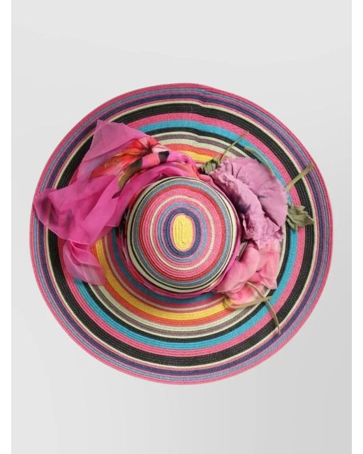 Dolce & Gabbana Pink Wide Brim Straw Sun Hat
