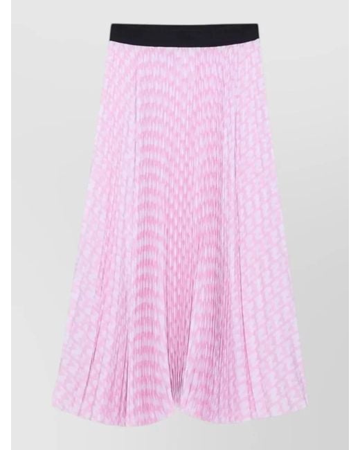 MSGM Pink Mid Length Lightweight Skirt Pleated Design
