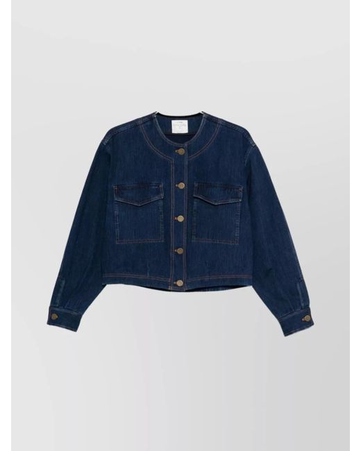 Forte Forte Blue Cotton Overshirt With Chest And Patch Pockets