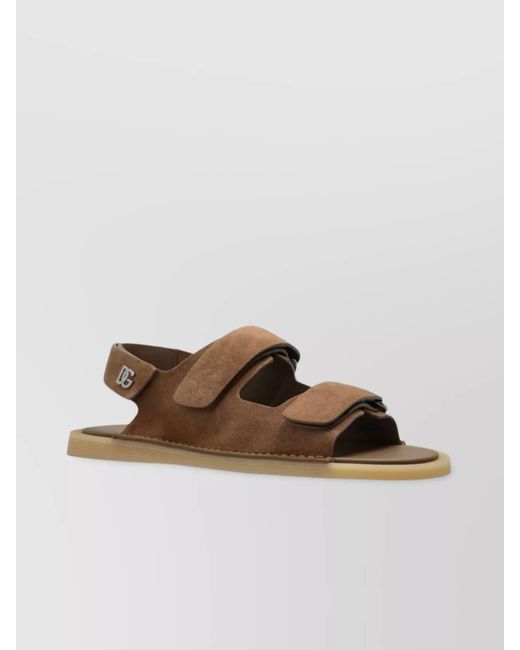 Dolce & Gabbana Brown Suede Touch-Strap Sandals for men