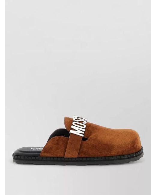 Moschino Brown Suede Open Toe Flat Sole Slides