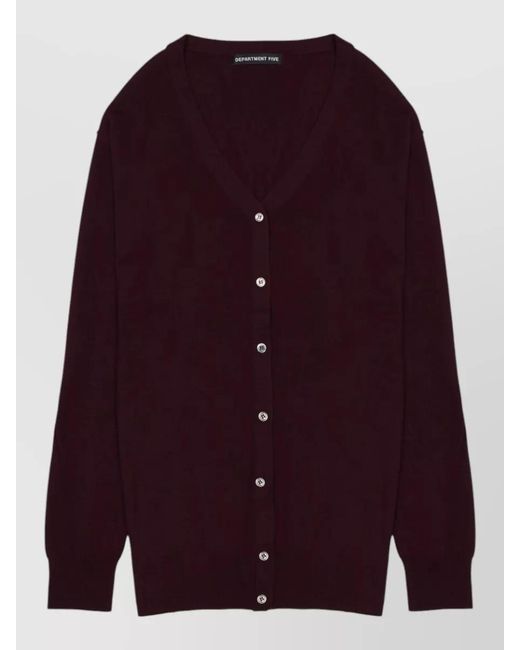 Department 5 Purple Merino Wool College Style Cardigan V Neckline