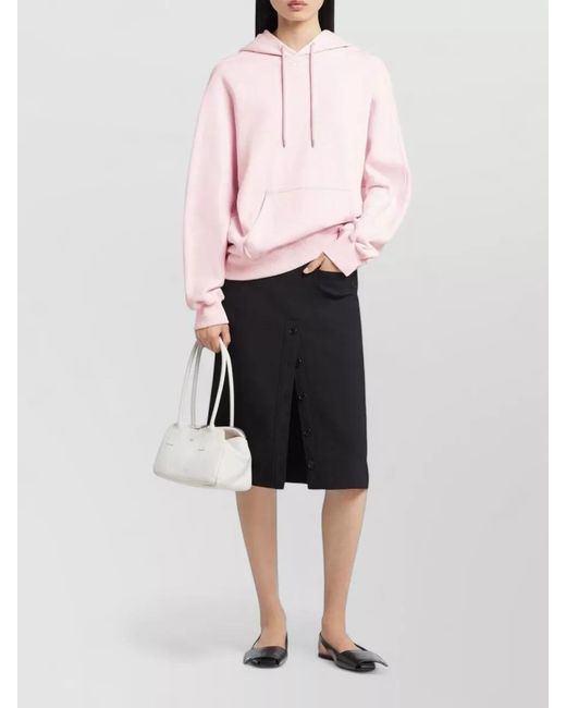 Courreges Pink Hooded Crewneck Sweater Nylon Silk Blend for men