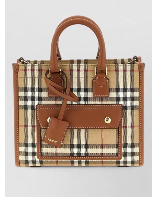 Burberry Brown Freya Check Shoulder Bag Top Handles