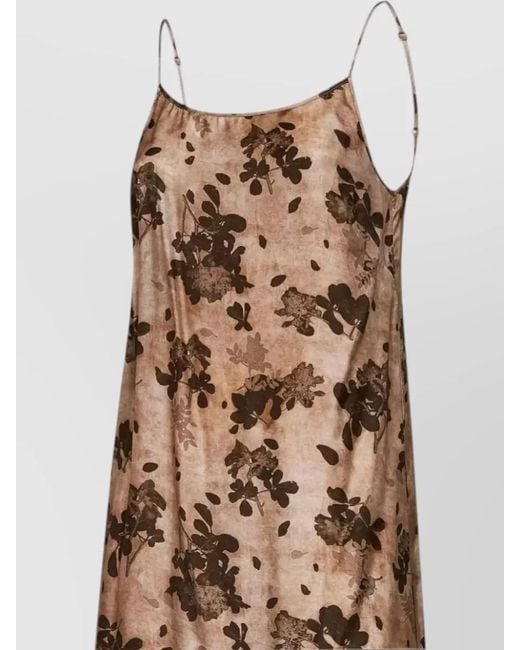 Uma Wang Natural Anaya Midi Dress Pomegranate Floral Print