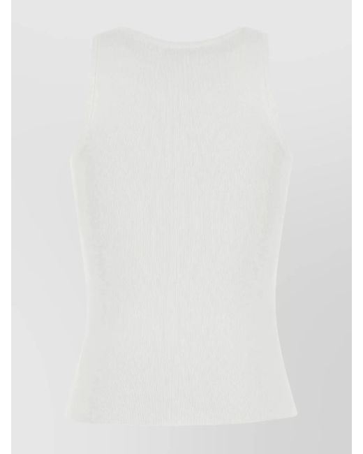 Balenciaga White Ribbed Slim-Fit Logo Tank Top