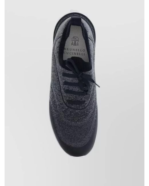Brunello Cucinelli Black Knit Low-Top Sneakers for men