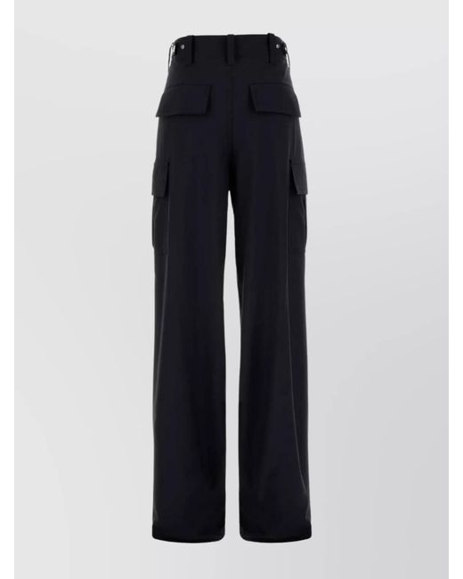 Bottega Veneta Blue Wool Wide-Leg Cargo Trousers