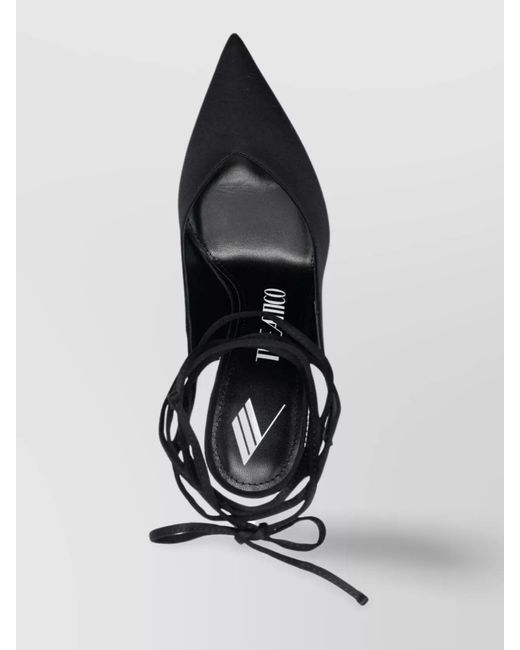 The Attico Black Crystal-Embellished Satin Slingback Pumps