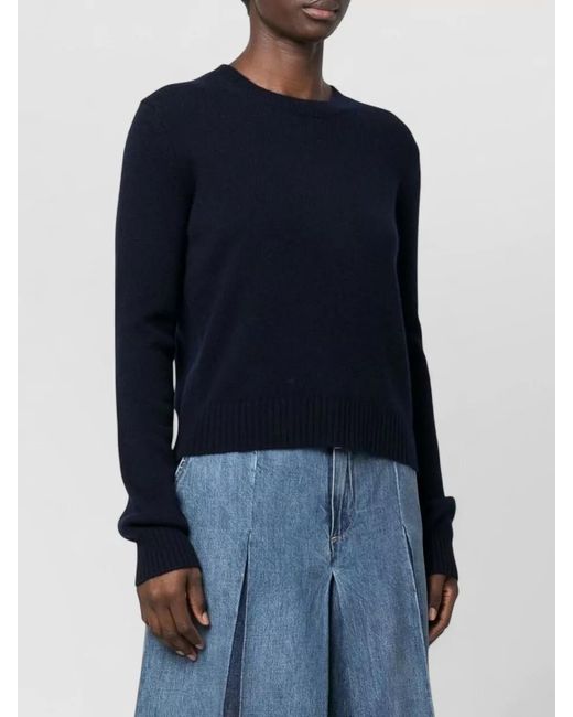 Lisa Yang Blue Cashmere Fine Knit Crewneck Sweater
