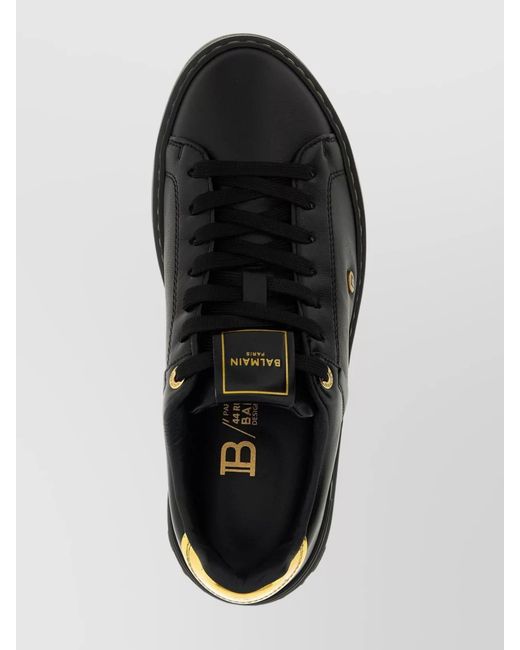 Balmain Black Leather Low-Top Sneakers