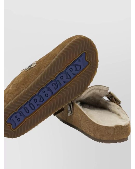 Burberry Brown Urchin Checkered Pattern Clogs Textured Sole
