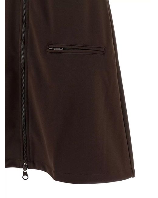 Courreges Brown Polyester Mockneck Zip Mini Dress