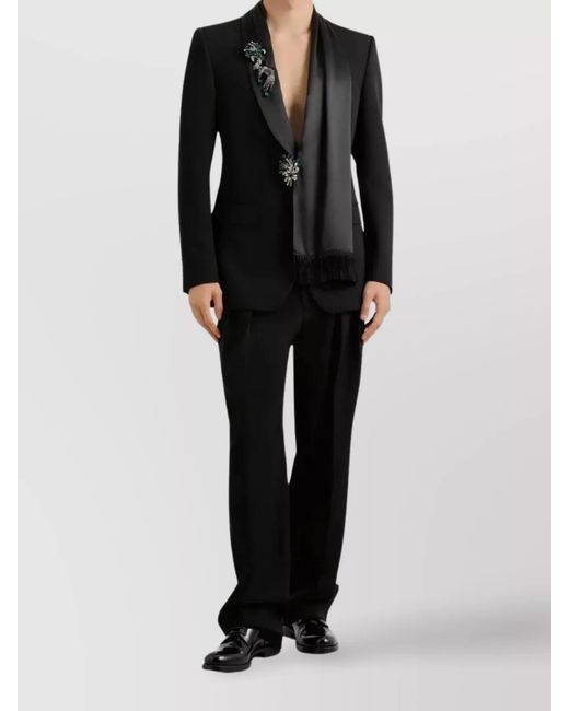 Dolce & Gabbana Black Wool Pleated Tailored Trousers for men