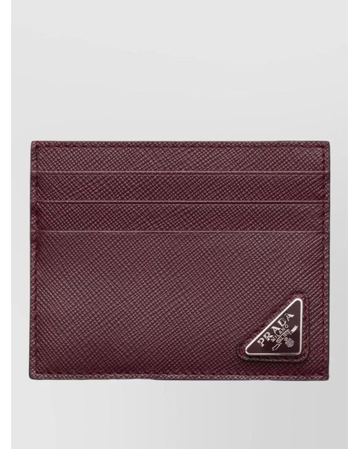 Prada Purple Leather Card Holder for men