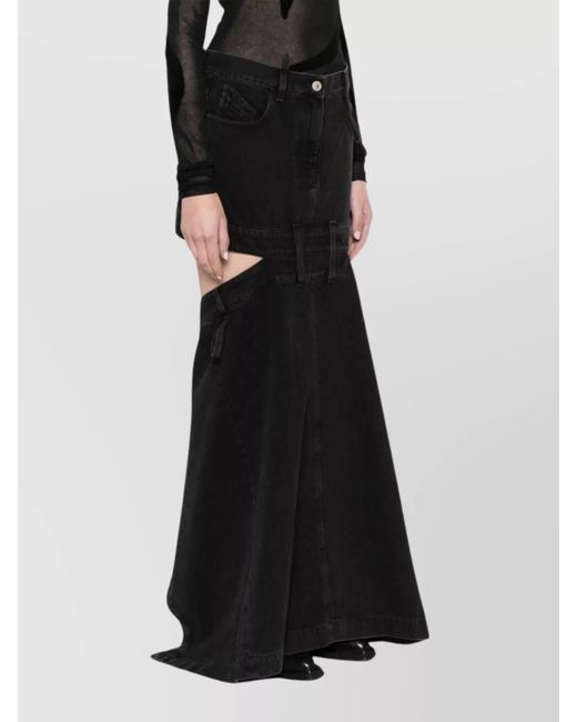 The Attico Black Denim Cutout High-Rise Maxi Skirt