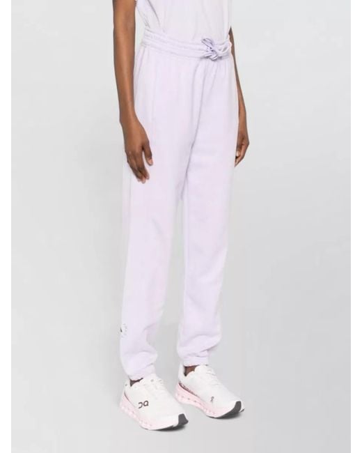 Adidas By Stella McCartney White Cotton Sweatpants Trousers Elastic Cuffs Pockets