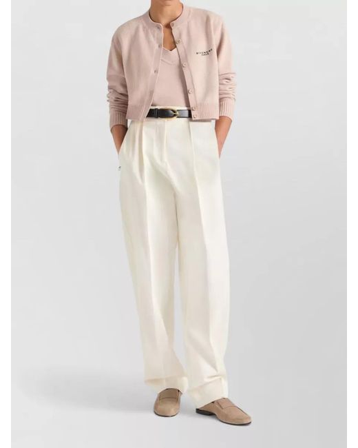 Givenchy Pink Cashmere Wool Short Crew Neck Cardigan